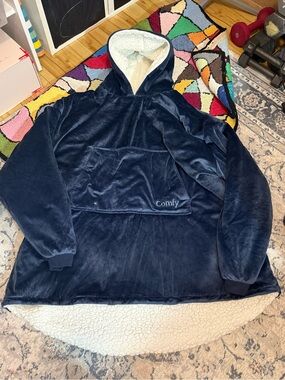 The Comfy  Oversized Navy Sherpa-Lined Hoodie